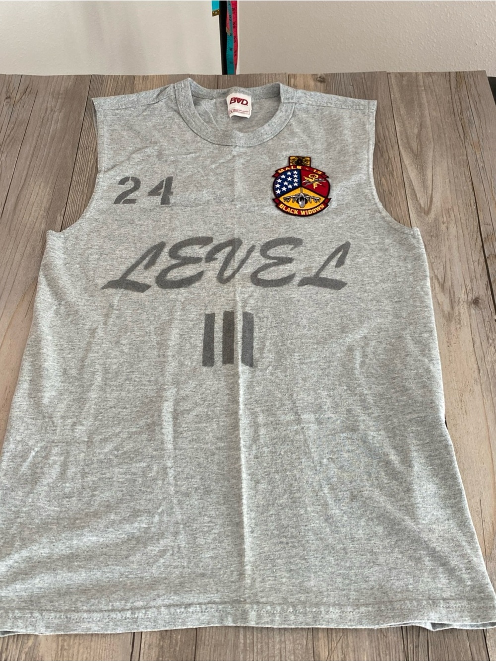 BVD Mens MALS-13 USMC Tank Top Black Widows Patch Medium